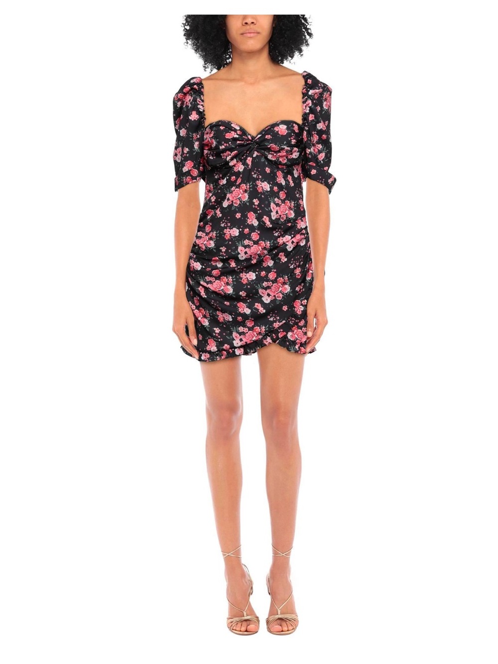ODI ET AMO Black Floral Tie-Shoulder Mini Dress, Size 4